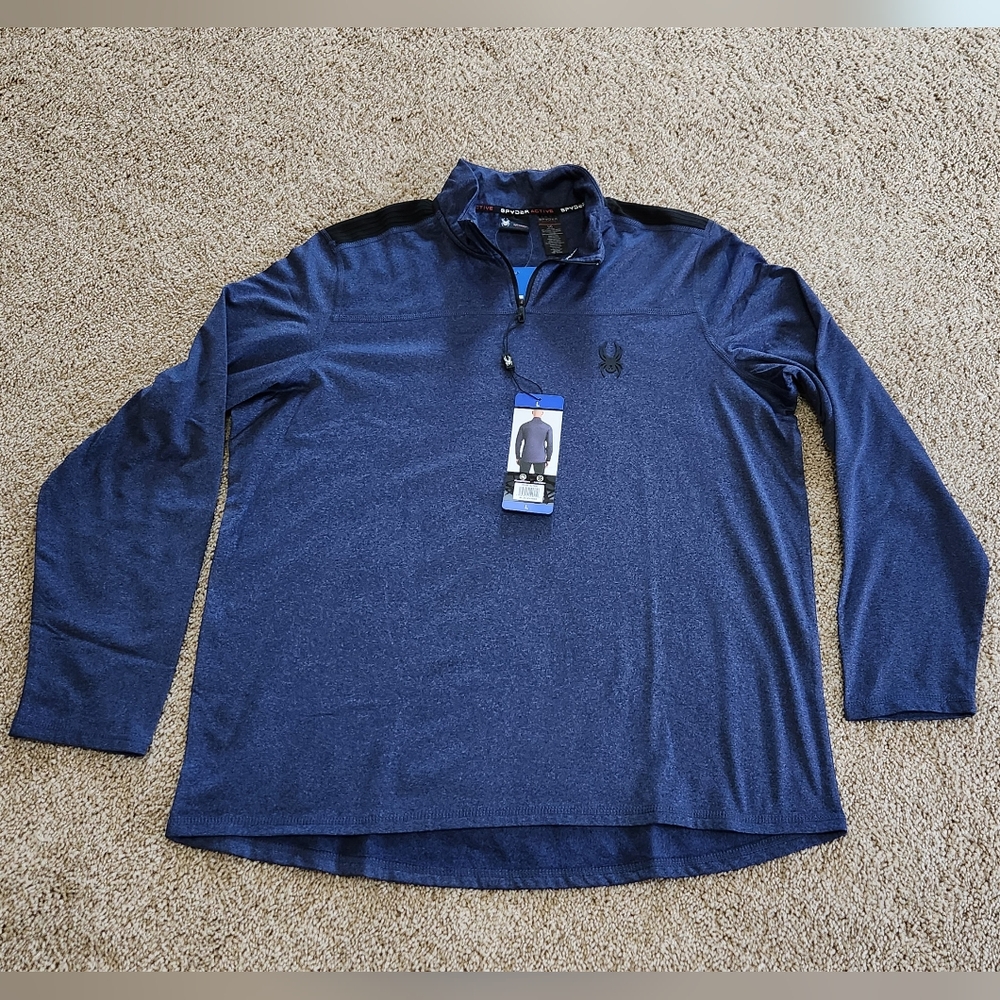 Spyder Active NWT Mens Large Quarter Zip Pullover Long Sleeve Shirt